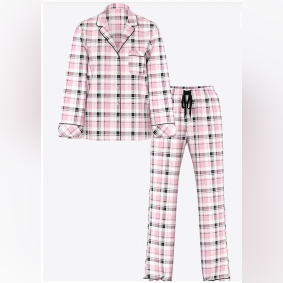 *NWT* Victoria's Secret Flannel Pajama Set -Pink Plaid- M - Picture 2 of 8